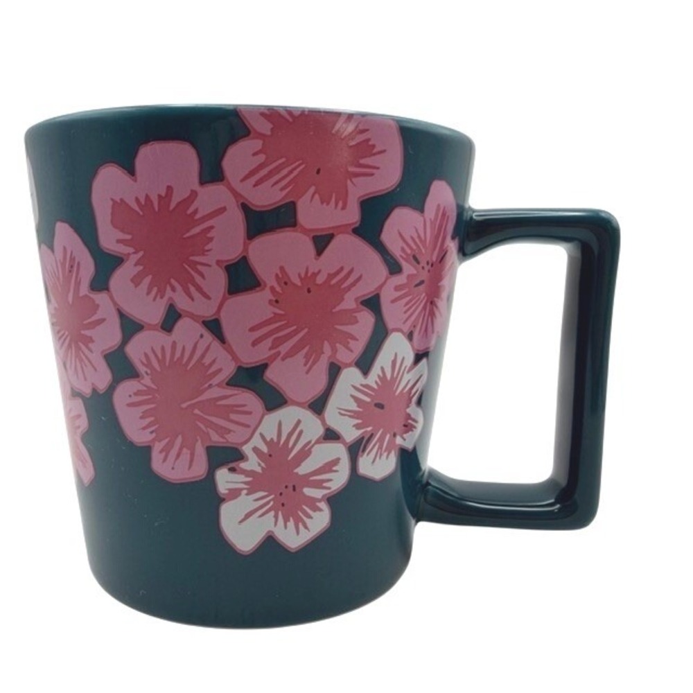 Starbucks Sakura Cherry Blossom Mug Teal Pink Floral 14oz Asia Exclusive Rare - Picture 2 of 4